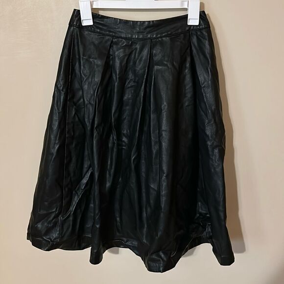 Who What Wear Tea Length Faux Leather Skirt size 4 - Picture 1 of 5